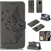 Voor huawei mate 30 veerpatroon litchi textuur horizontale flip lederen tas met houder en portemonnee en kaartsleuven (grijs)