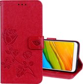 Voor Geschikt voor Xiaomi Redmi 5 Rose reliÃ«f horizontale flip milieu PU lederen tas met houder & kaartsleuven & portemonnee (rood)