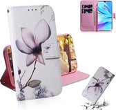 Magnolia Flower Pattern Gekleurde tekening Horizontale Flip Leather Case voor Huawei P30 Lite / Nova 4e, met houder en kaartsleuven en portemonnee