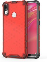 Honeycomb Shockproof PC + TPU Case voor Huawei Y7 (2019) (Rood)