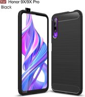 Brushed Texture Carbon Fiber TPU Case voor Huawei Honor 9X / 9X Pro (Zwart)