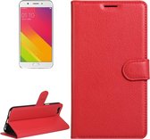 Voor OPPO A59 Litchi Texture horizontale flip lederen tas met houder & kaartsleuven & portemonnee (rood)
