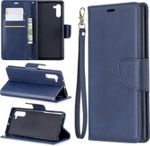 Retro lamsvacht textuur pure kleur horizontale flip pu lederen tas met houder & kaartsleuven & portemonnee & lanyard voor Galaxy Note10 (blauw)