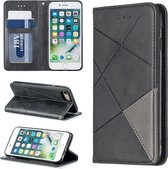 Ruit textuur horizontale flip magnetische lederen tas met houder en kaartsleuven en portemonnee voor iPhone 8 & 7 (zwart)