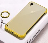 Frosted anti-slip TPU beschermhoes met metalen ring voor iPhone XR (geel)