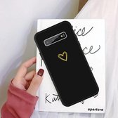 Voor Galaxy S10 + Golden Love Heart Pattern Frosted TPU beschermhoes (zwart)