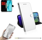 Voor Huawei P40 lite Lmitated Mirror Surface Horizontal Flip Leather Case met houder & kaartsleuven & Wallet & Lanyard (zilver)
