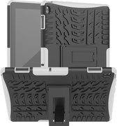 Voor Lenovo Tab E10 Tire Texture Shockproof TPU + PC beschermhoes met houder (wit)