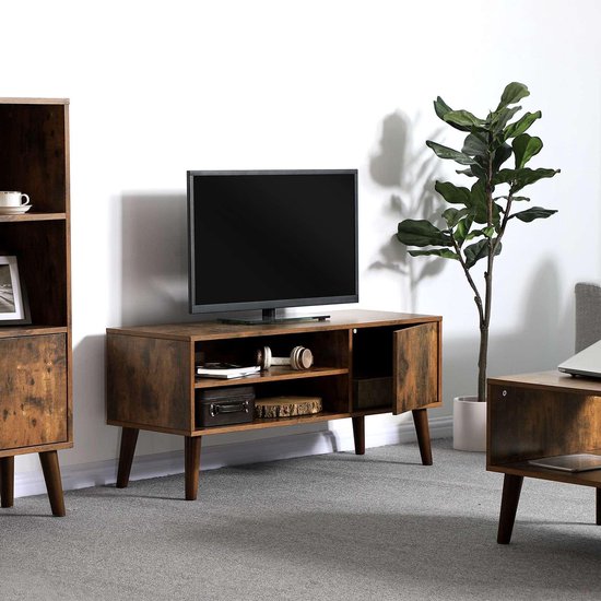 Lowboard rétro VASAGLE, étagère TV, table TV, meuble TV au look années  50/60, mobilier... | bol
