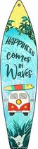 Wandbord - Happiness Comes In Waves - Surf Board Style - leuk voor in de tuin