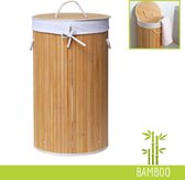 Bamboe wasmand 65L - Bamboo - Rond - Luxe wasmand - Wassorteerder - Inclusief zak - Natuur