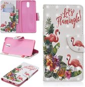 3D gekleurde tekening patroon horizontale Flip lederen tas voor Nokia 3.1, met houder & kaartsleuven & portemonnee (Engels Flamingo)