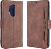 Voor OnePlus 8 Pro Wallet Style Skin Feel Calf Pattern lederen tas met aparte kaartsleuf (bruin)