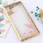 Bloemenpatronen Galvaniseren Soft TPU beschermhoes voor Galaxy Note 10+ (goud)