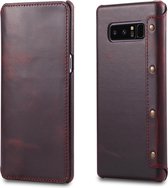 Voor Galaxy Note 8 Denior Oil Wax koeienhuid eenvoudige horizontale flip lederen tas met kaartsleuven en portemonnee (donkerrood)