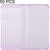 50 stuks 0,75 mm dropproof transparant TPU-hoesje voor iPhone X / XS (paars)