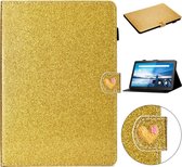 Voor lenovo tab m10 x605f x505 glitter poeder liefde gesp horizontale flip lederen case met houder & kaartsleuven (goud)