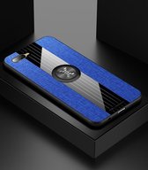 Voor OPPO K1 / R15X XINLI stiksels Textue schokbestendige TPU beschermhoes met ringhouder (blauw)