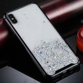Voor iPhone XS Max vierhoekige schokbestendige glitterpoeder acryl + TPU beschermhoes (zwart)
