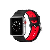 Concavo Convex siliconen horlogeband voor Apple Watch Series 3 & 2 & 1 42 mm (zwart rood)