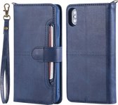 Voor iPhone XS Max Multifunctionele afneembare magnetische horizontale flip lederen tas met kaartsleuven & houder & portemonnee & fotolijst (blauw)