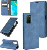 Voor Huawei Honor 30S Retro-skin Business magnetische zuig lederen tas met houder & kaartsleuven & portemonnee (donkerblauw)