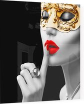 Golden masked woman - Foto op Plexiglas - 80 x 80 cm