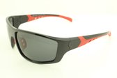 Sportbril met zwart - rood montuur en zwarte glas. P- S 4366. Gepolariseerd.