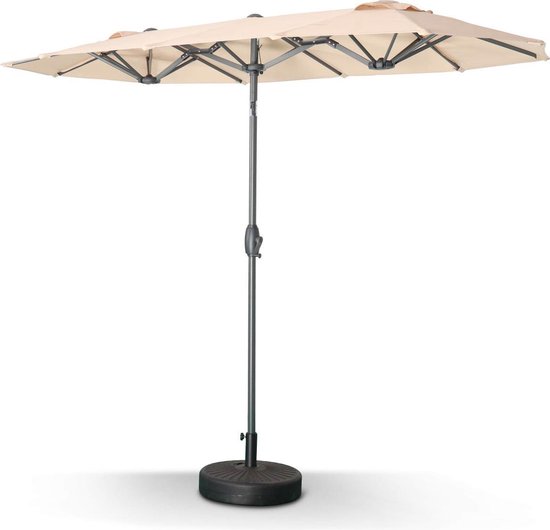 Alice's Garden Dubbele parasol BIARRITZ - 1X3m - Ovaal - Beige | bol.com