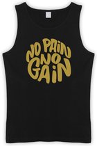Zwarte Tanktop met " No Pain No gain “ print Goud size S