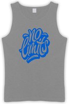 Grijze Tanktop met  " No Limits " print Blauw size XXXL