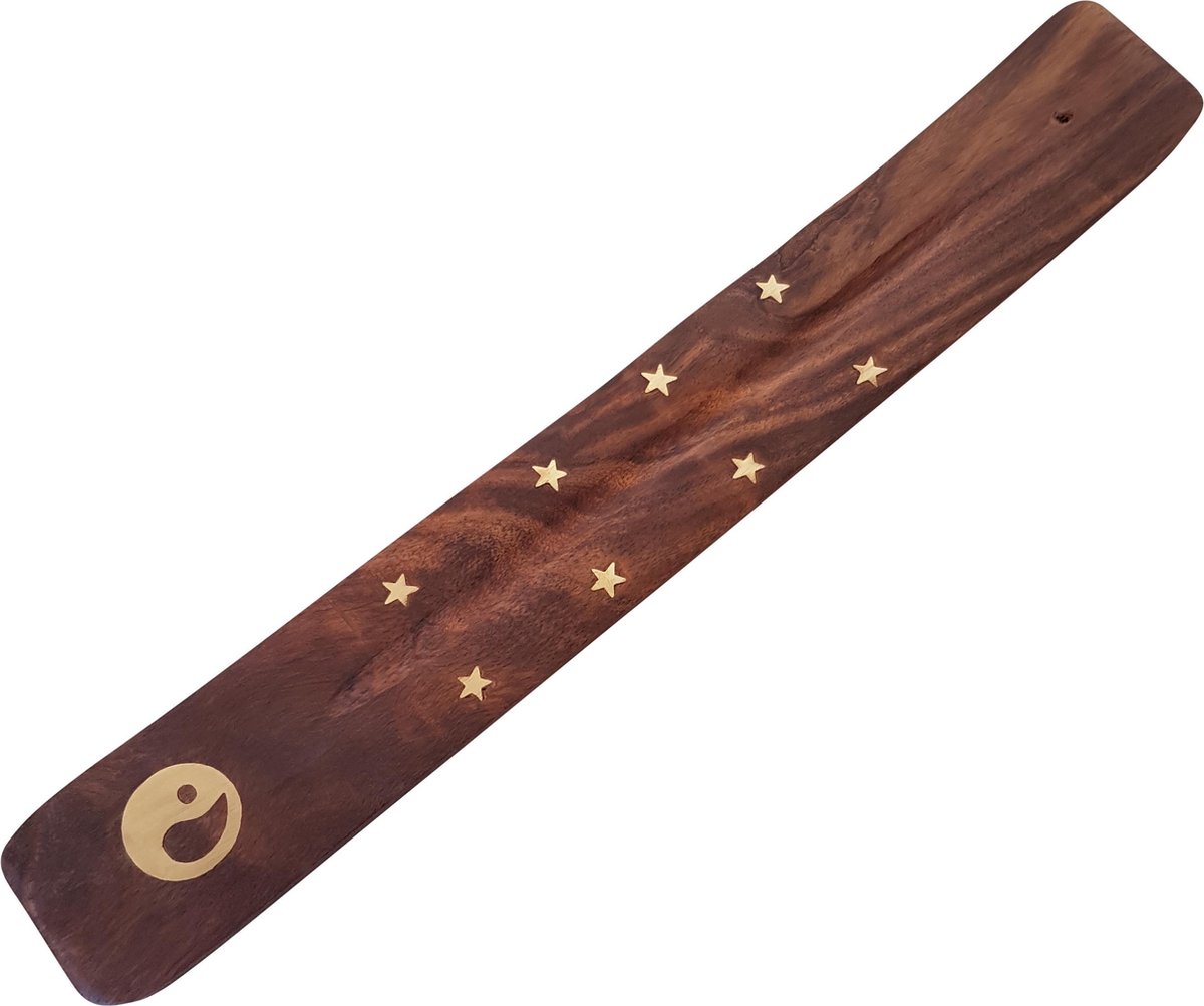 Wierookhouder houten plankje Yin Yang - Merkloos