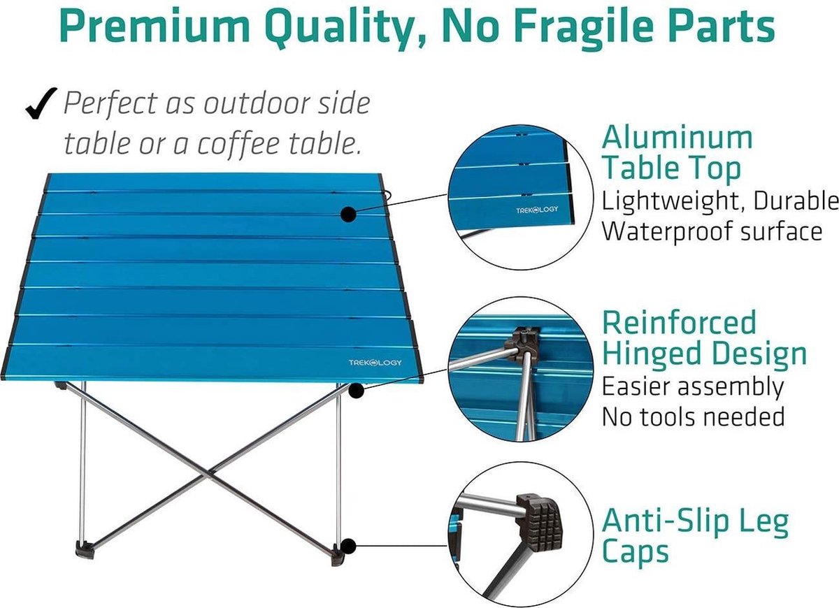 Table De Camping Pliable TREKOLOGY - Légère Et Portable, En Alliage D'aluminium, Pour Pique-nique Et Plage