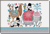 Poster - Jip en Janneke met een olifant en kameel - Fiep Westendorp - Kunst - 30 x 40 cm - Full color print - Mat-gelamineerd