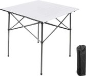Lichtgewicht Aluminium Vouwen Vierkante Tafel Roll Up Top 4 Mensen Compacte Tafel met Draagtas voor Camping Picknick Achtertuinen BBQ (Wit)
