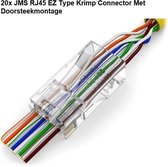 Connecteur à sertir de type JMS RJ45 EZ avec support enfichable pour câble réseau UTP CAT5, CAT5e et CAT6. - 20 morceaux