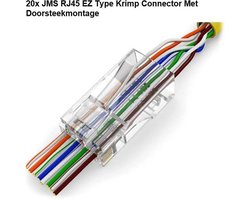 JMS® RJ45 EZ Type Krimp Connector Met Doorsteekmontage Voor CAT5, CAT5e en CAT6 UTP Netwerkkabel. - 20 stuks