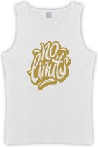 Witte Tanktop met  " No Limits " print Goud size XXL