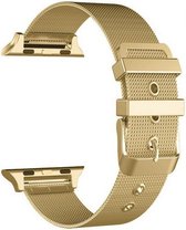 Geschikt voor Apple Watch bandje 42 / 44 / 45 mm - Series 1 2 3 4 5 6 7 SE - Smartwatch iWatch horloge band - 42mm 44mm 45mm - Fungus - RVS metaal - Goud - Milanese