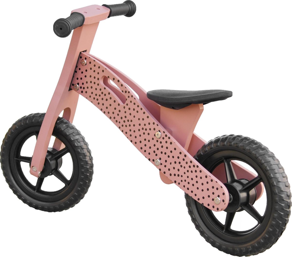 Houten Loopfiets Roze Stippen VanPauline