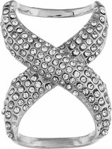 Fako Bijoux® - Sjaalklem - Sjaal Klem - Sjaal Ring - Infinity - Kristal - 30x40mm - Zilverkleurig