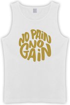 Witte Tanktop met " No Pain No gain “ print Goud size XXL