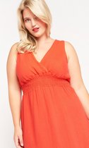 LOLALIZA Halflange jurk met gecropte taille - Rood - Maat 48