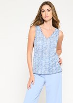 LOLALIZA Tanktop met print en metallic details - Light Blauw - Maat L