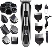 YONO Scheerapparaat Mannen – Baardtrimmer Elektrisch – Tondeuse - Trimmer Baard – Precisietrimmer – Haartrimmer – Body Groomer - 10 Opzetstukken - Oplaadstandaard - Zwart