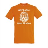 Oranje EK voetbal T-shirt met “ Niet Lullen Maar Brullen “ print Wit maat XXL