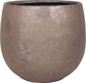 Bloempot/plantenpot schaal van keramiek in een glanzend brons kleur met diameter 19 cm en hoogte 17 cm - Binnen gebruik