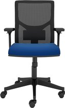 Nancy's Manchester Bureaustoelen - Draaistoel - Verstelbare Rugleuning - Verstelbare Lendensteun - Armleuningen - Zithoogte Verstelbaar - Zwart - Blauw - 64.5 x 69.5 x 99.5-109 cm