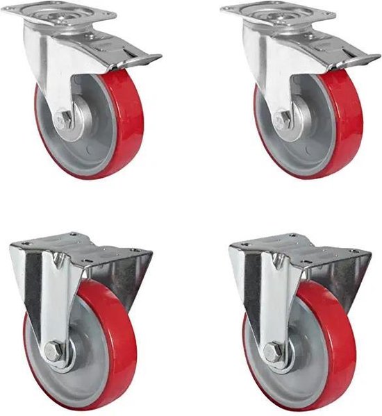 4 Rollen Set Mit Feststeller - Transportrollen 100mm Für Möbel & Geräte