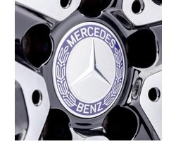Originele Mercedes naafdoppen krans blauw 76mm OEM product B66470120 Naafdoppen -Naafkappen - Velgen - naafkappen naafkapjes wieldop originele velgen MB